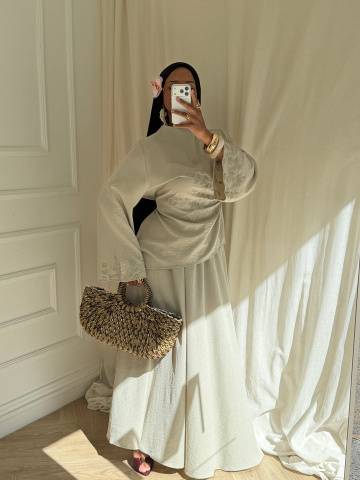 ENSEMBLE JUPE BRODERIE AVOCAT