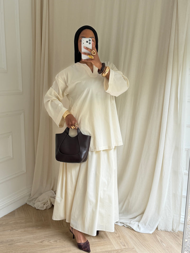 ENSEMBLE JUPE RIM BEIGE
