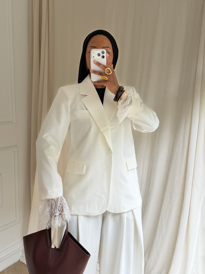 BLAZER DENTELLE BLANC