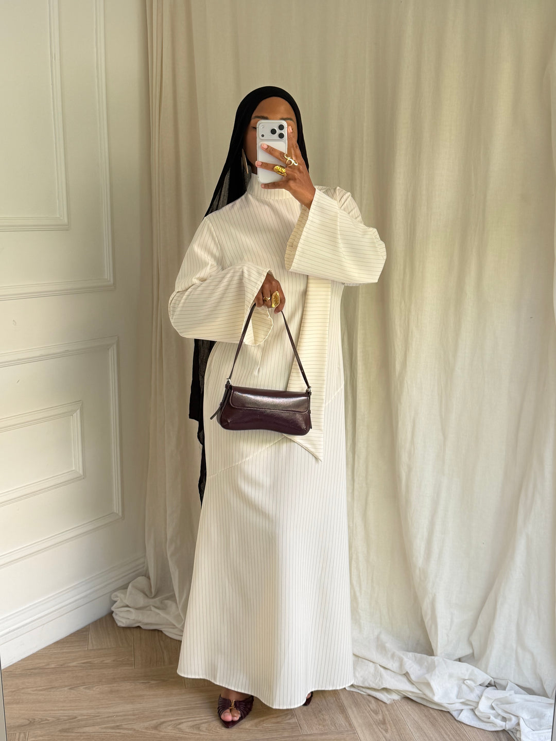 ROBE RAYURES SOHANE BLANCHE