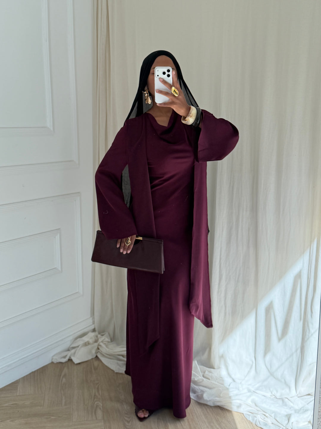 ROBE LONGUE CAPE PRUNE