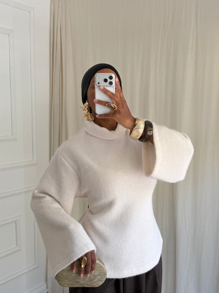 PULL COL MONTANT BLANC