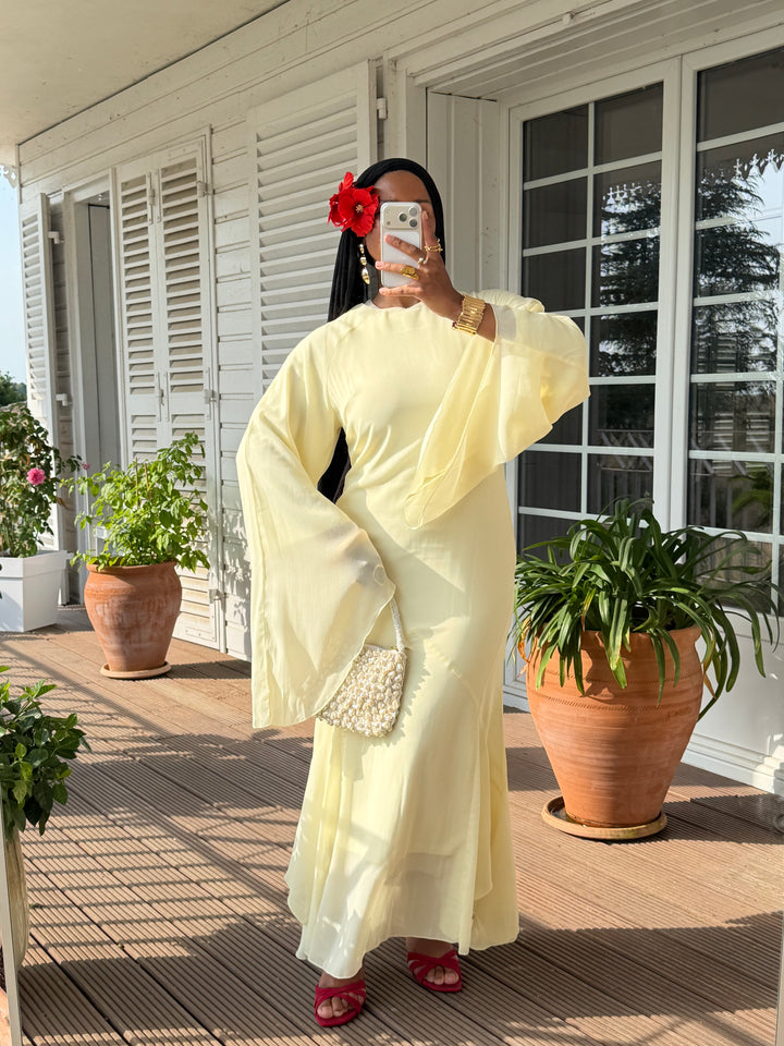 ROBE SIRÈNE VOILAGE LUXE JAUNE