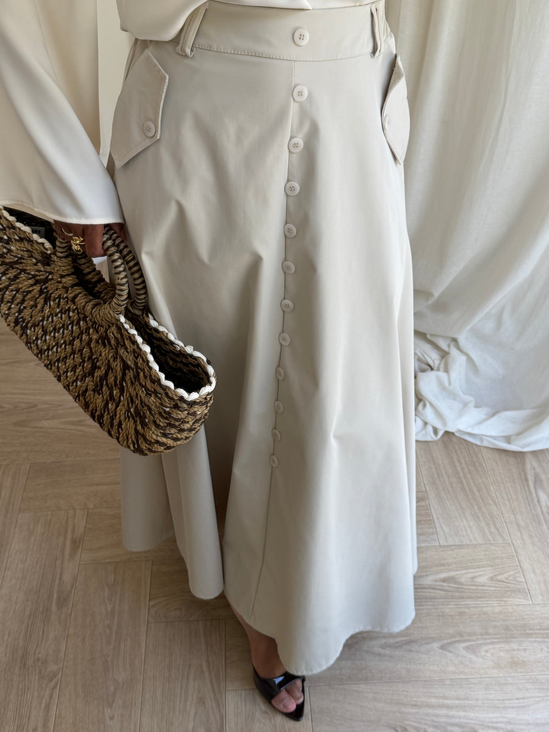 JUPE ÉVASÉE SYBELLA BEIGE