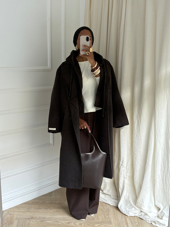 Manteau Capuche Amovible Collection Luxe – Coffee