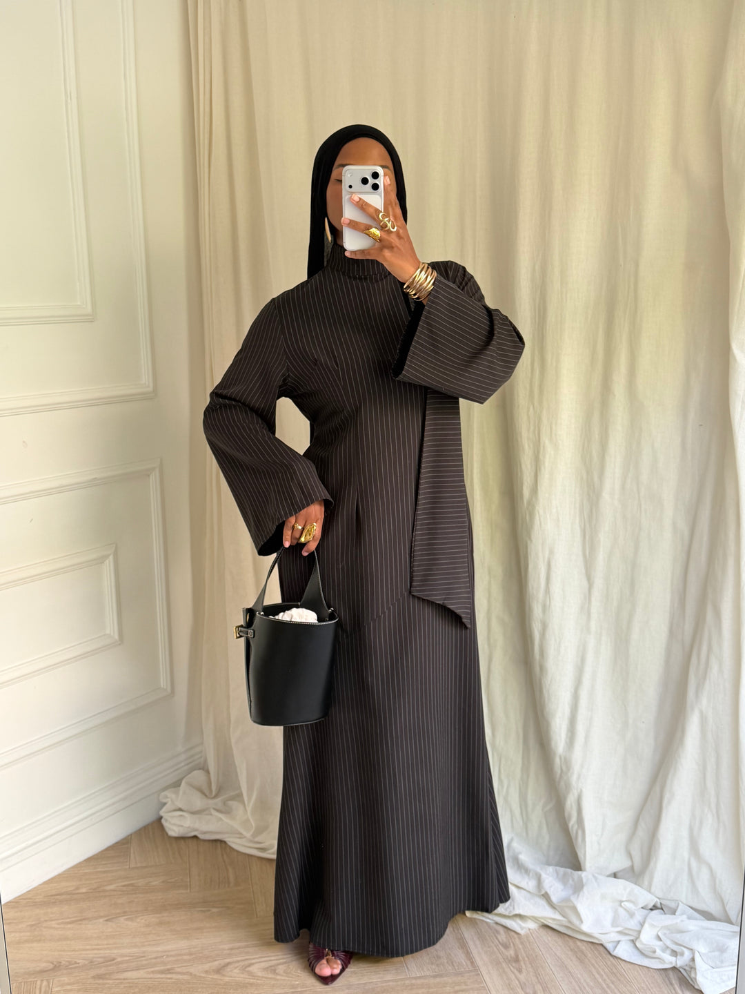 ROBE RAYURES SOHANE NOIRE
