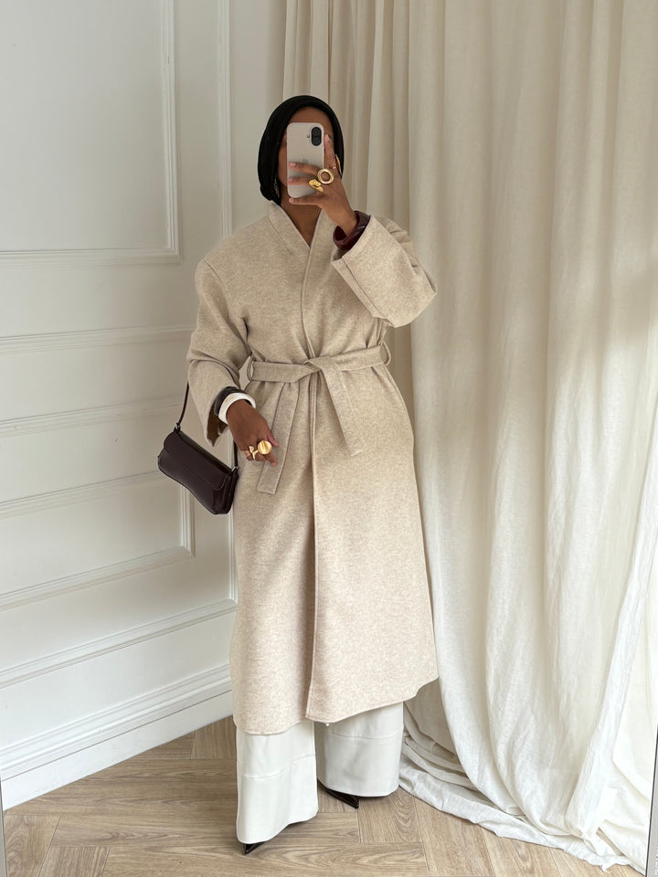 MANTEAU LONG CEINTURE BEIGE