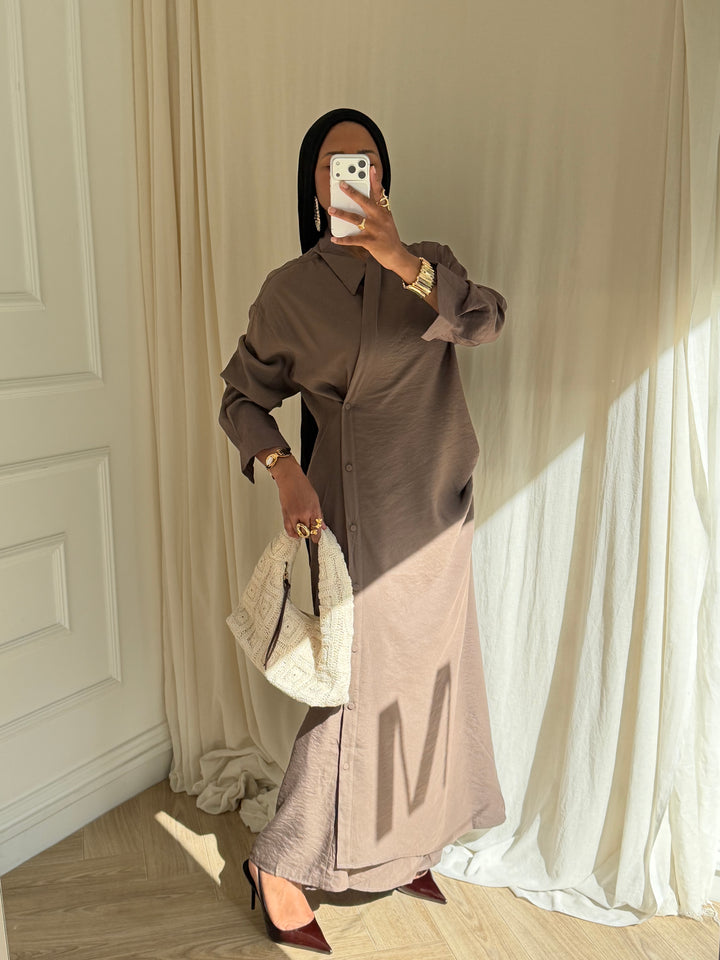 ROBE CHEMISE TAUPE