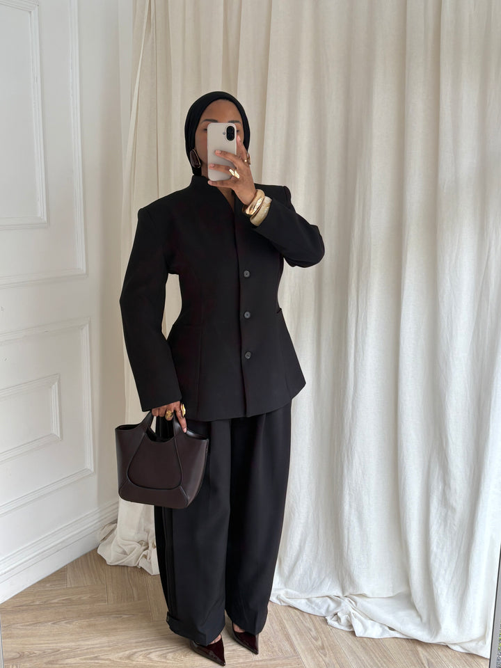 BLAZER CINTRÉ BOUTONS NOIR