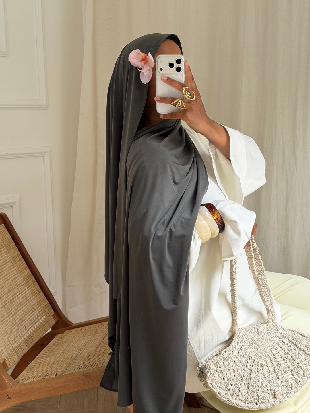 MAXI HIJAB JERSEY LIQUID KAKI FONCÉ