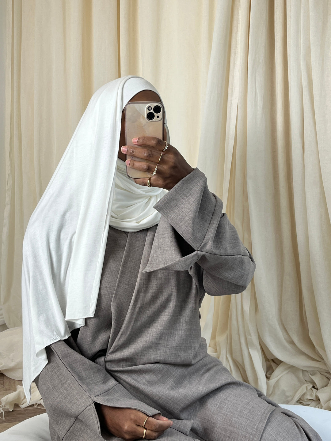 HIJAB PRET A ENFILER VISCOSE BLANC CASSÉ