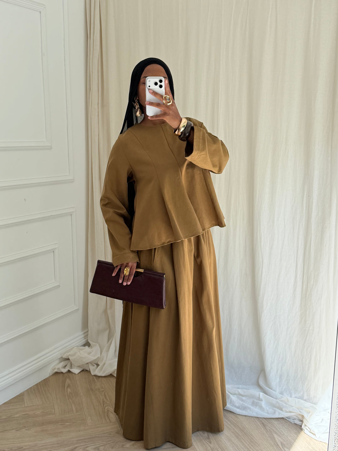 ENSEMBLE JUPE COTON OLIVE