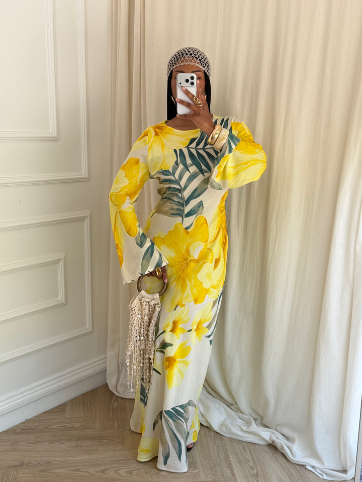 MAXI ROBE IMPRIMÉ SUMMER JAUNE