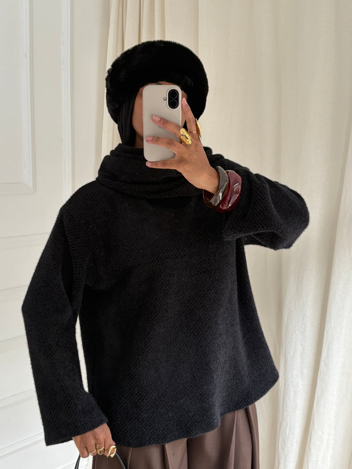 PULL GROS COL NOIR
