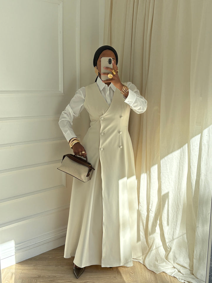 ROBE TAILLE SANS MANCHE CRÈME