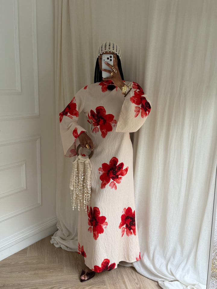ROBE FLEURIE SUMMER BEIGE