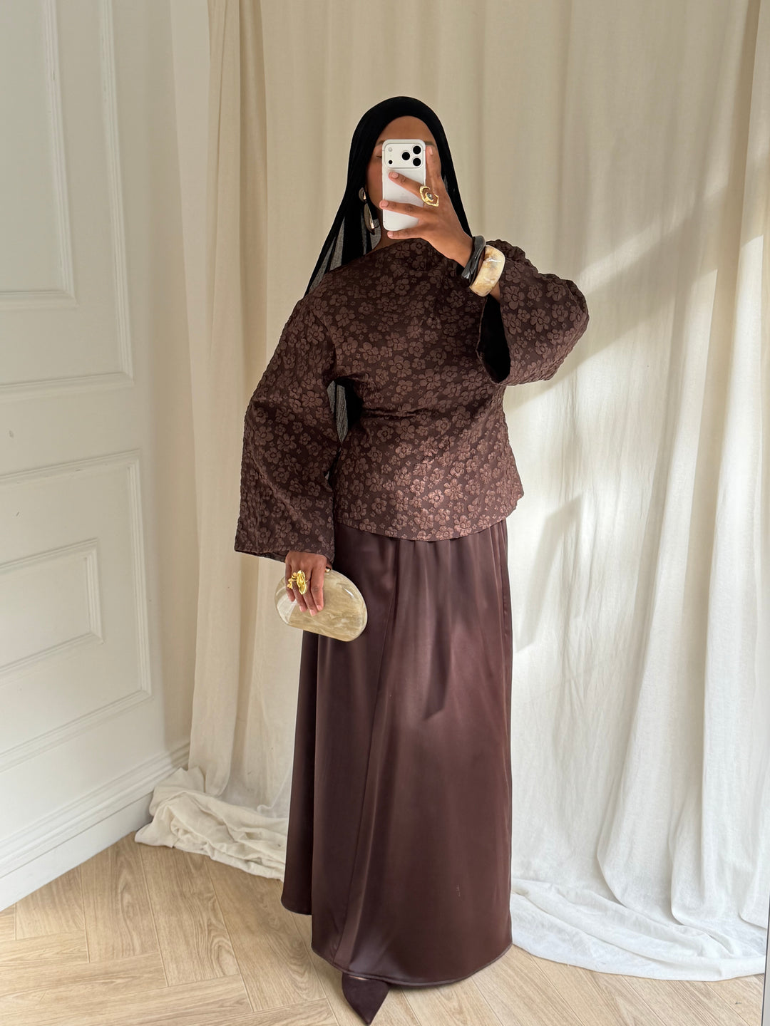 ENSEMBLE JUPE ASSA MARRON