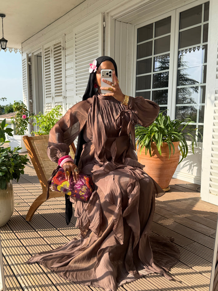 ROBE VOLANTS SIGNATURE MARRON