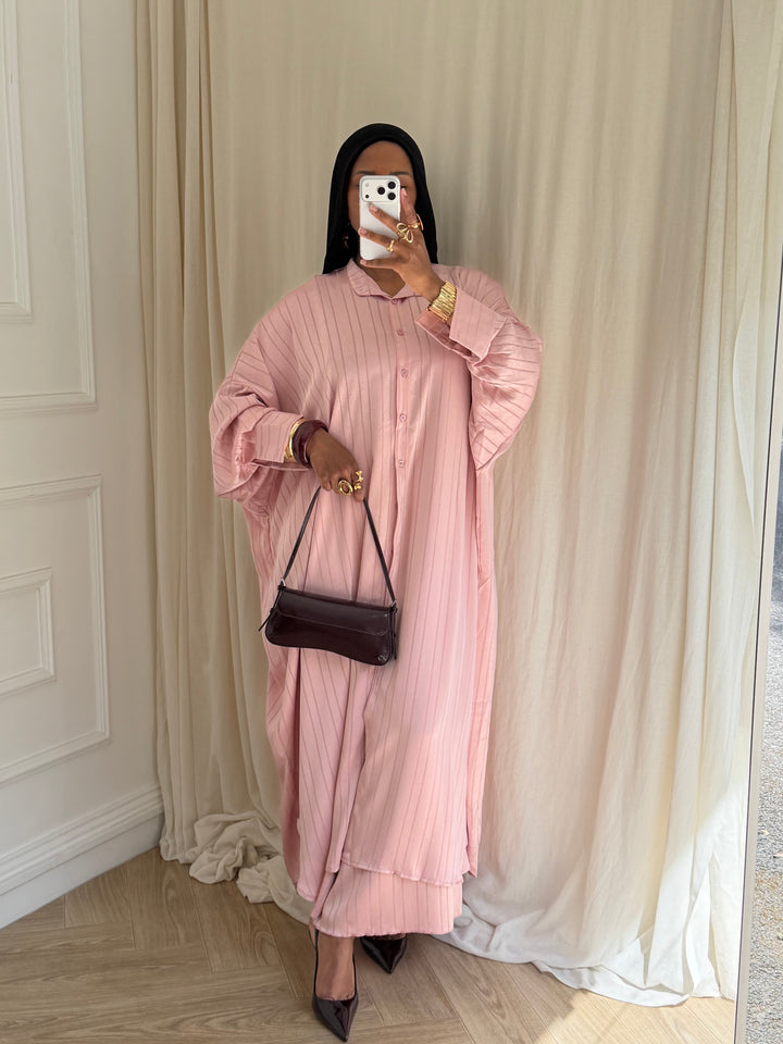 ENSEMBLE PANTALON SUPER LARGE ROSE