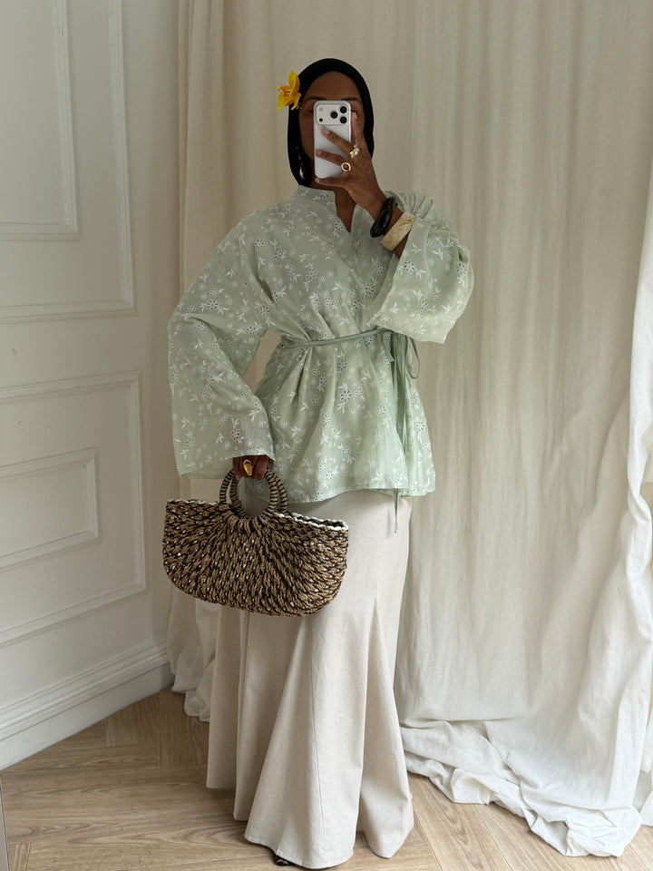 BLOUSE IMPRIMÉ VERT D’EAU
