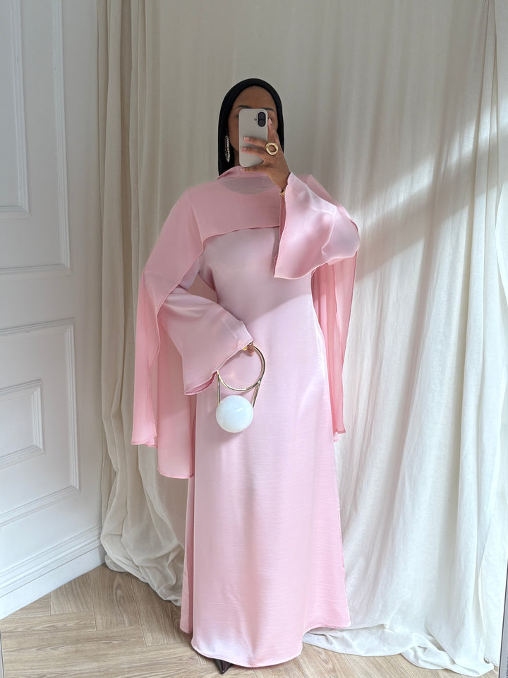 ROBE LUXE CAPE AMOVIBLE ROSE