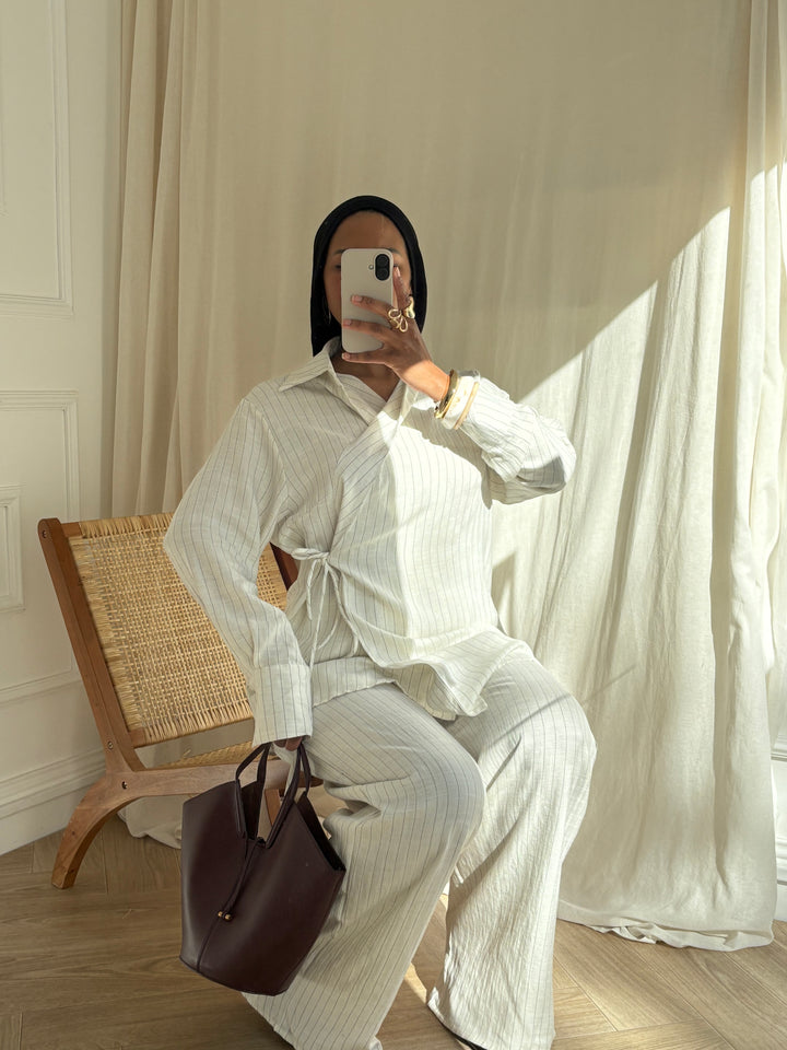 ENSEMBLE À RAYURES BLANC