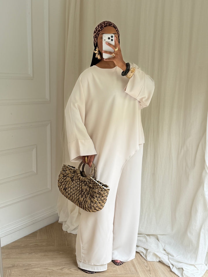 ENSEMBLE TUNIQUE ASYMÉTRIQUE BEIGE