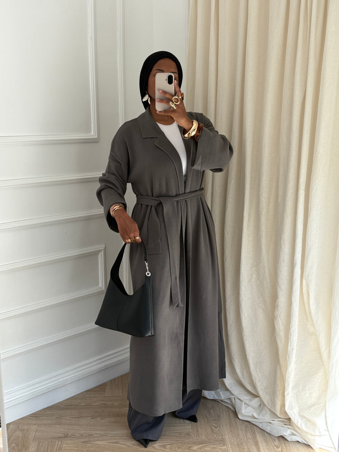CARDIGAN LONG A REVERS GRIS