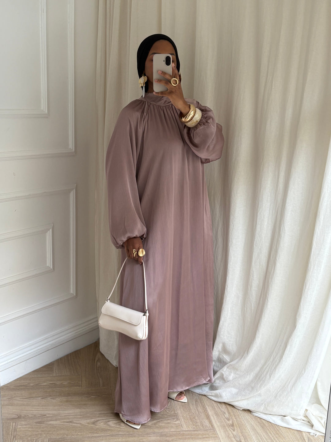 ROBE PRESTIGE MANCHES BOUFFANTES BROWN