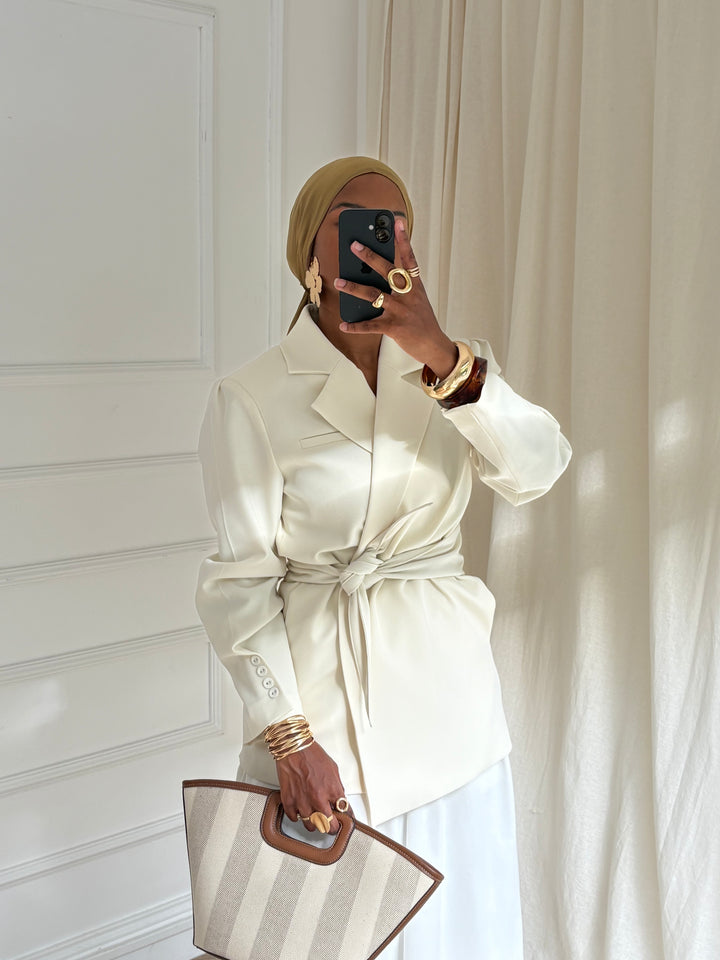 BLAZER PREMIUM CEINTURE ÉCRU