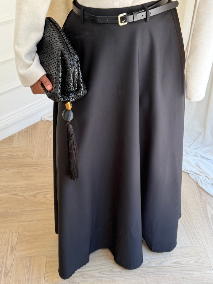 JUPE LONGUE EVASÉE NOIRE