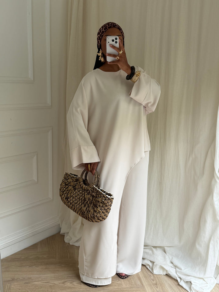 ENSEMBLE TUNIQUE ASYMÉTRIQUE BEIGE