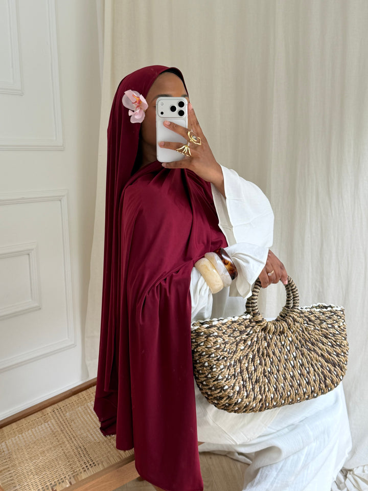MAXI HIJAB JERSEY LIQUID BORDEAUX