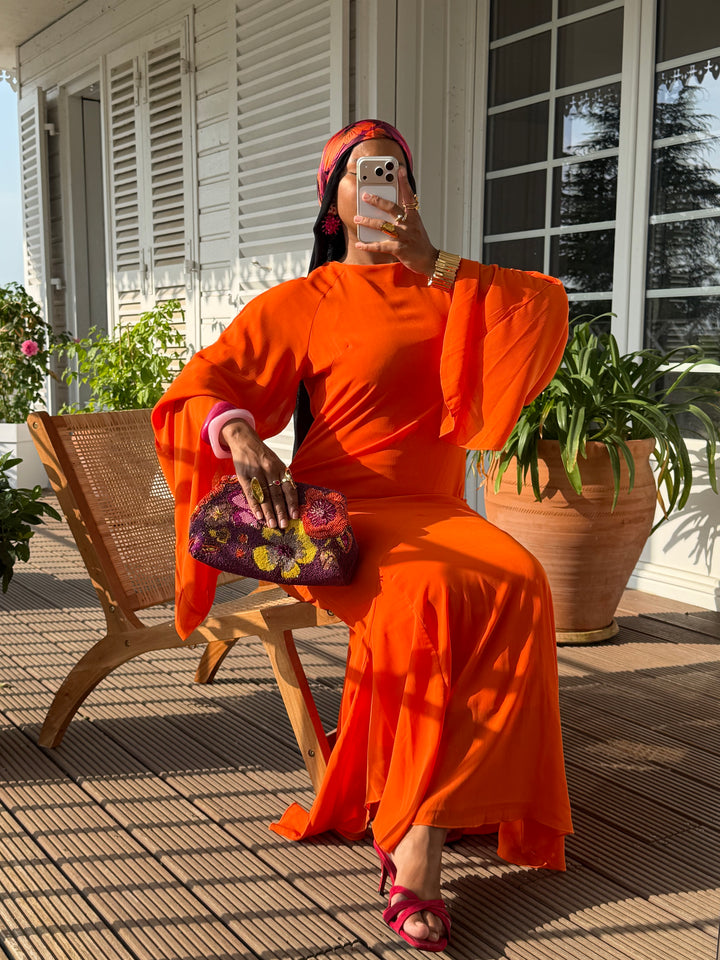 ROBE SIRÈNE VOILAGE LUXE ORANGE