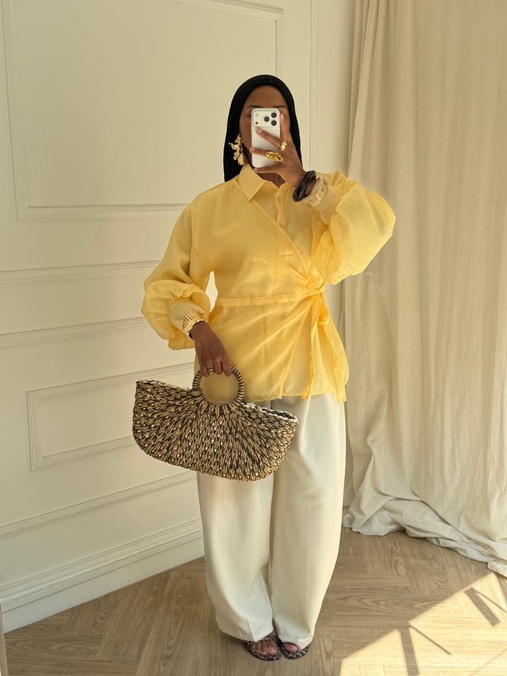 BLOUSE À NOUER JAUNE