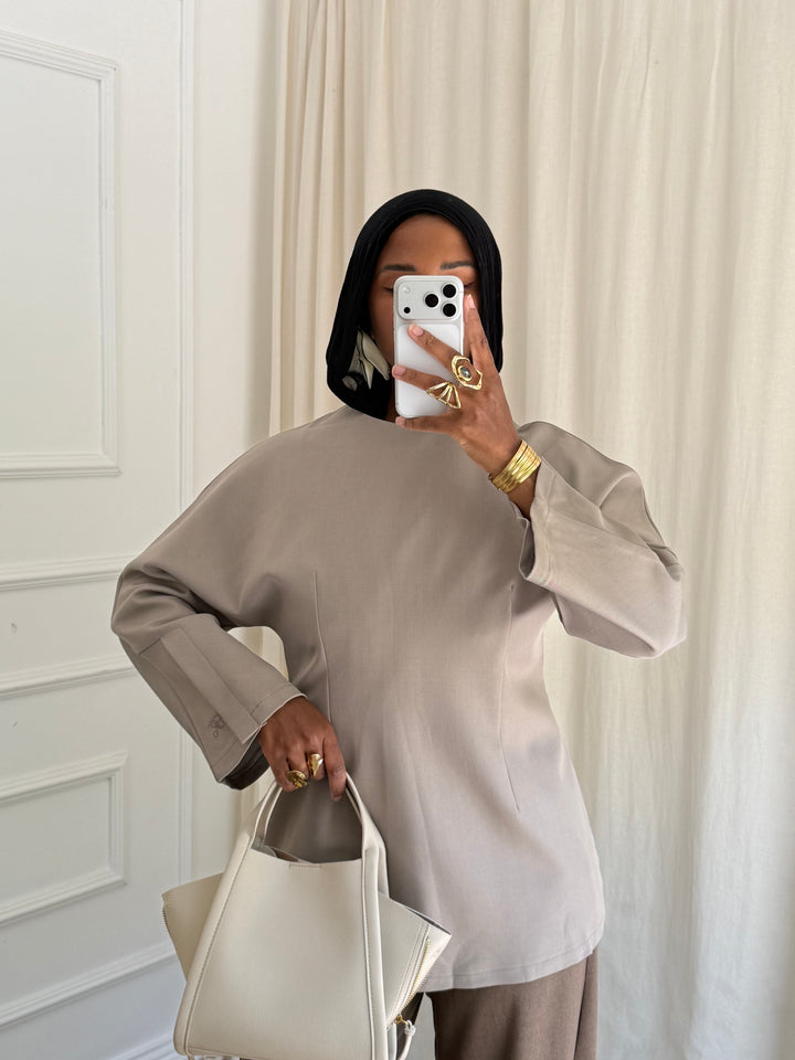 TOP LONG INTEMPOREL TAUPE