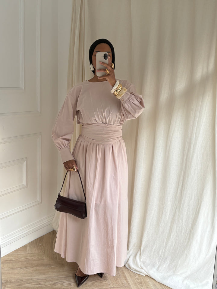 ROBE COTON A NOUER ROSE POUDRÉ
