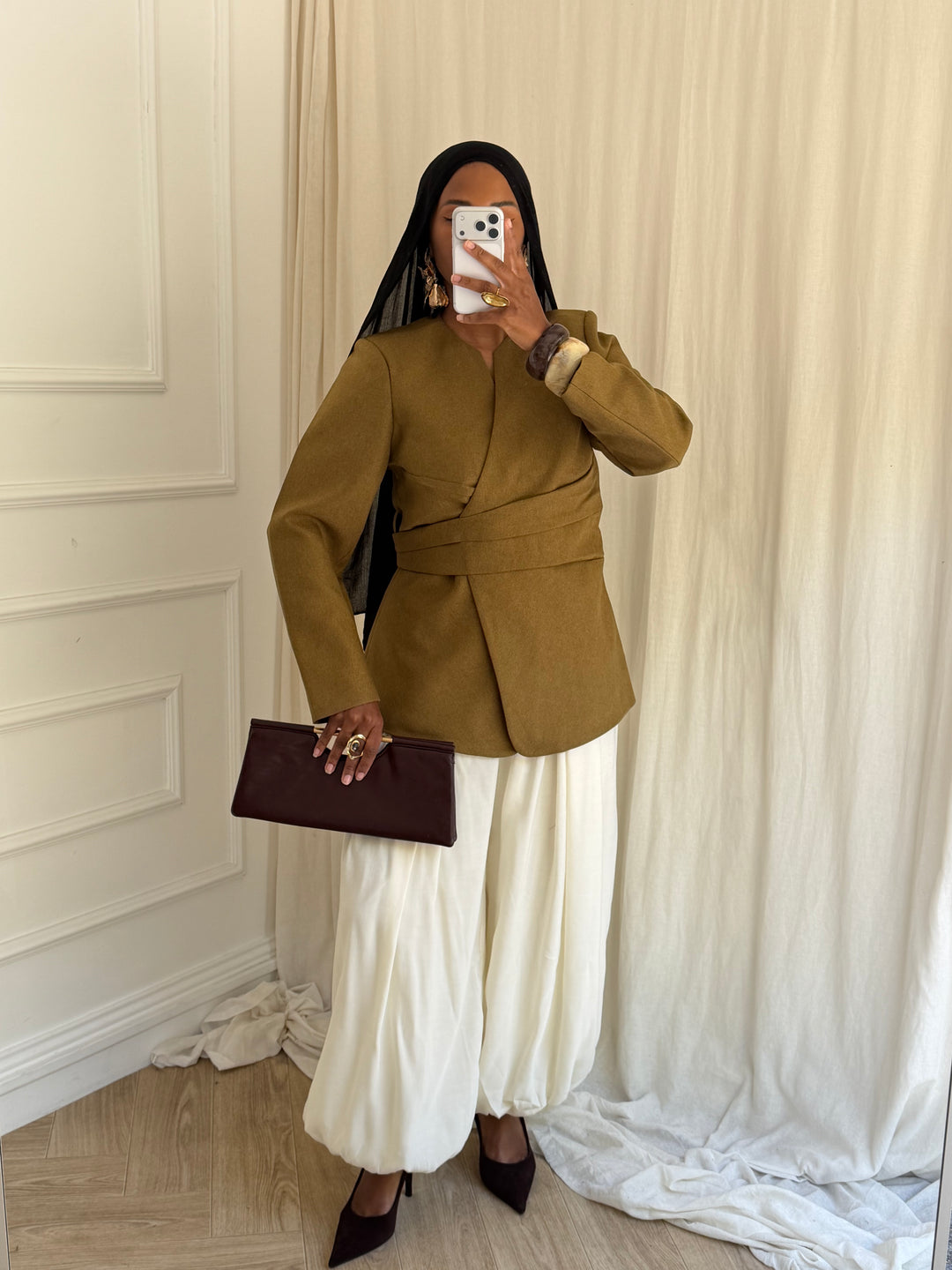 BLAZER CINTRÉ AJUSTABLE OLIVE
