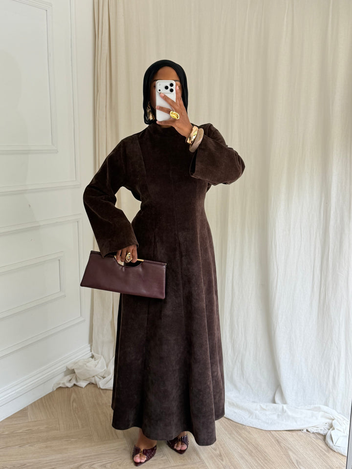 ROBE STYLE VELOURS MARRON