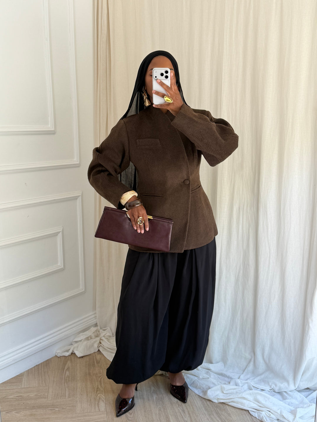 MANTEAU BLAZER PREMIUM LAINE MARRON