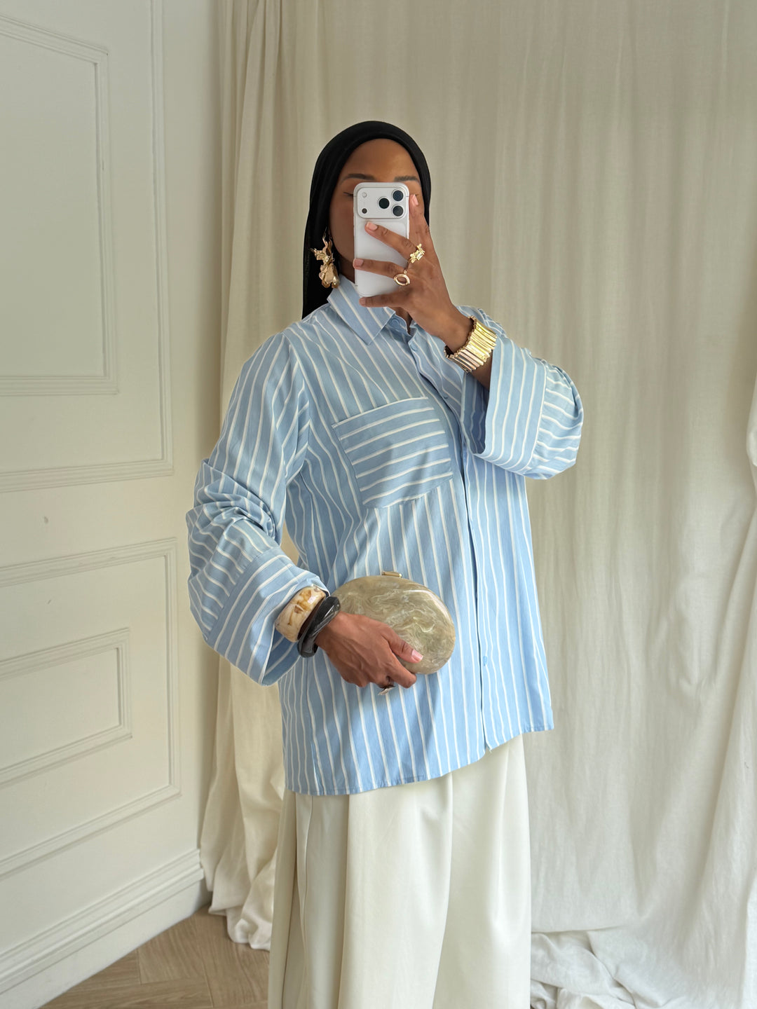 CHEMISE Oversize À RAYURES BLEU