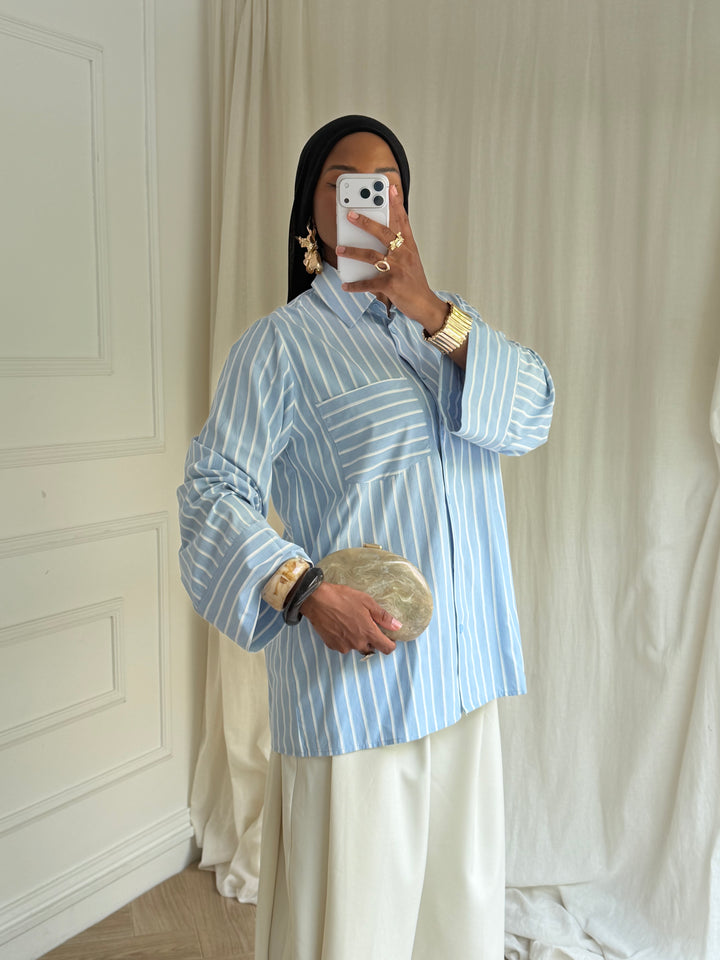 CHEMISE Oversize À RAYURES BLEU