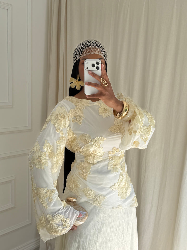 BLOUSE YASMEEN BLANCHE et OR