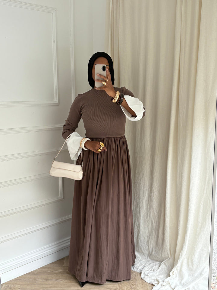 ROBE BI MATIÈRE TAUPE