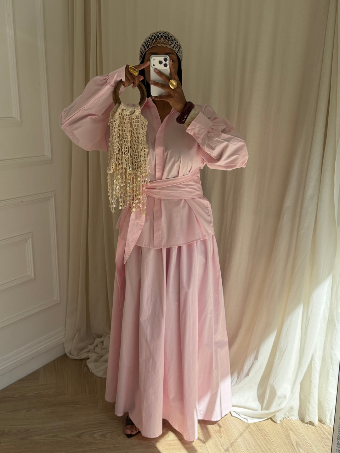ENSEMBLE JUPE MAIRAH BLANC ROSE