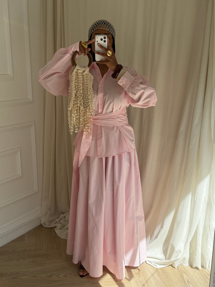 ENSEMBLE JUPE MAIRAH BLANC ROSE