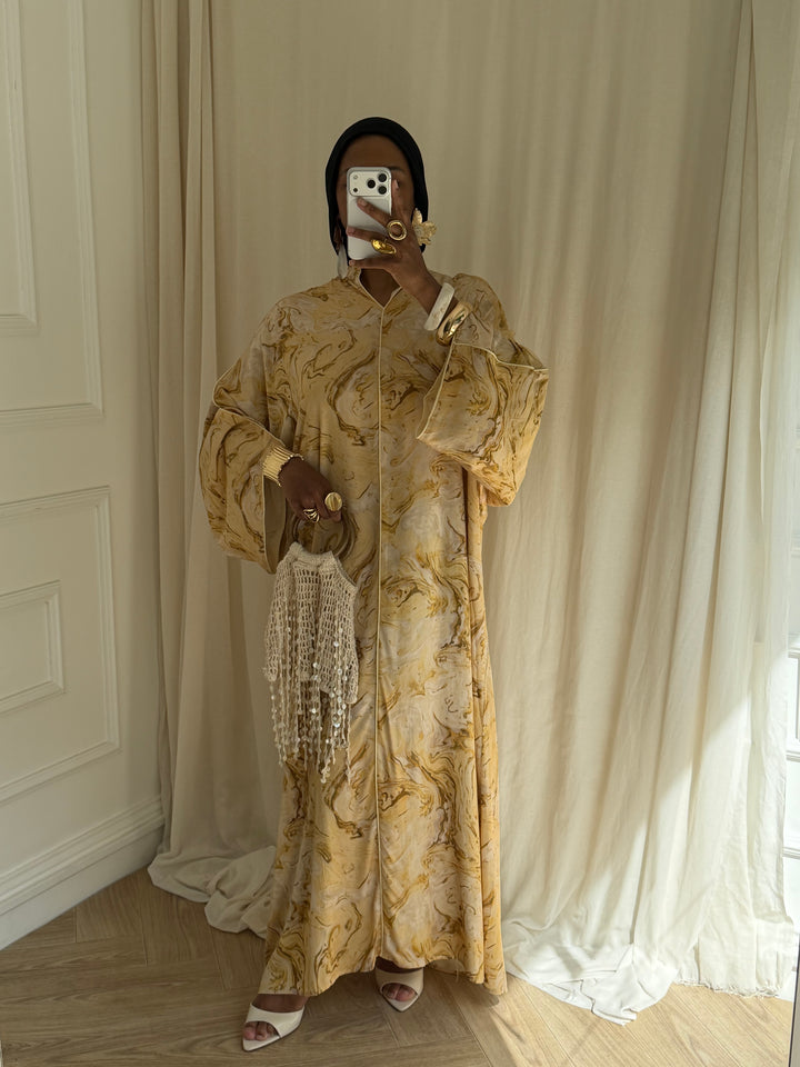 ROBE IMPRIMÉ À FENTE JAUNE