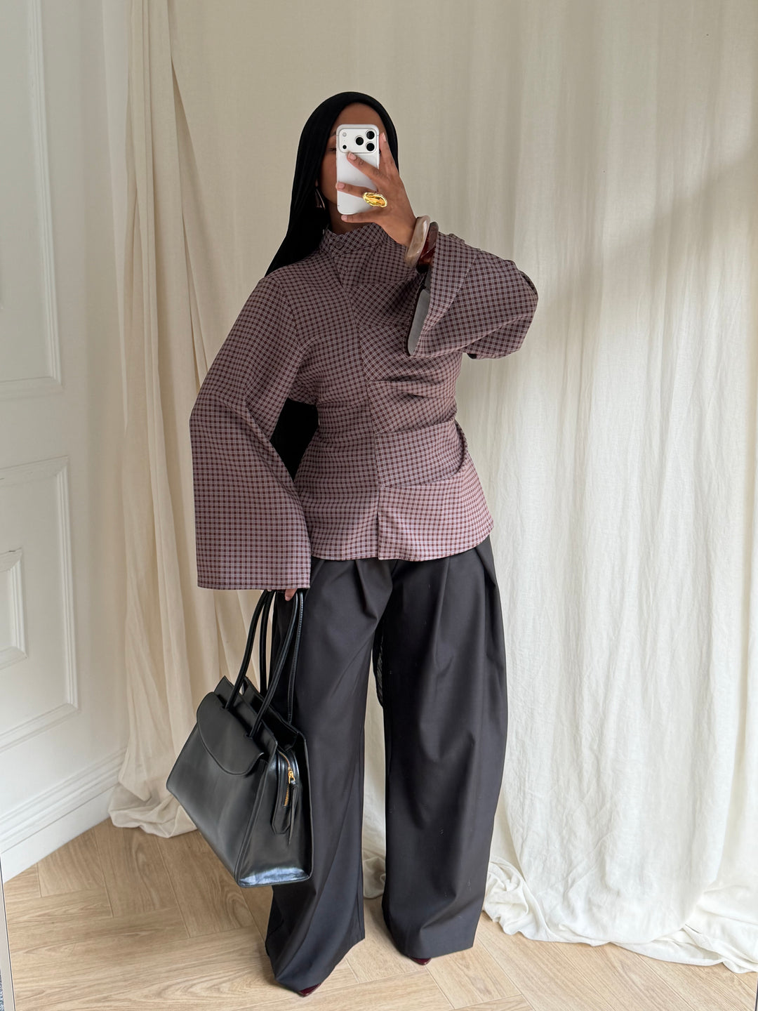 BLOUSE CINTRÉ VICHY
 MARRON