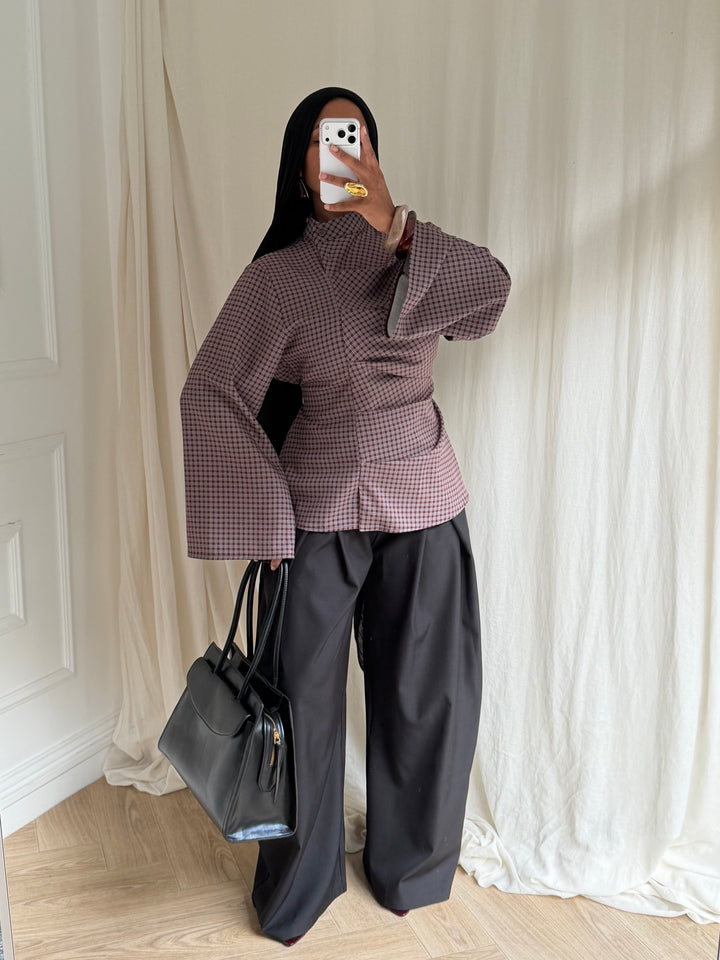 BLOUSE CINTRÉ VICHY
 MARRON
