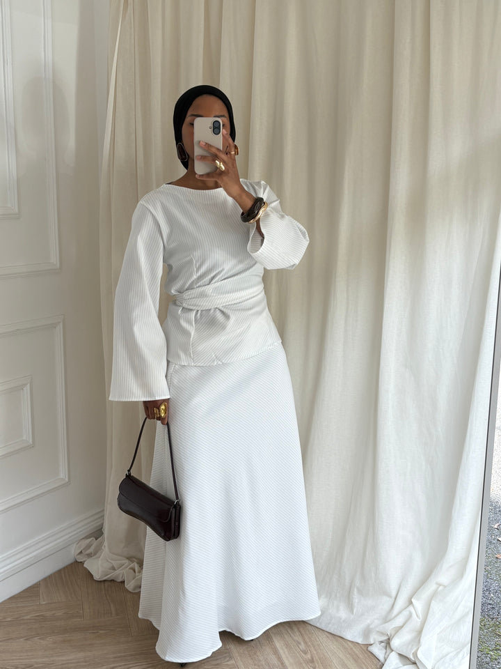 SET A RAYURES BLANC